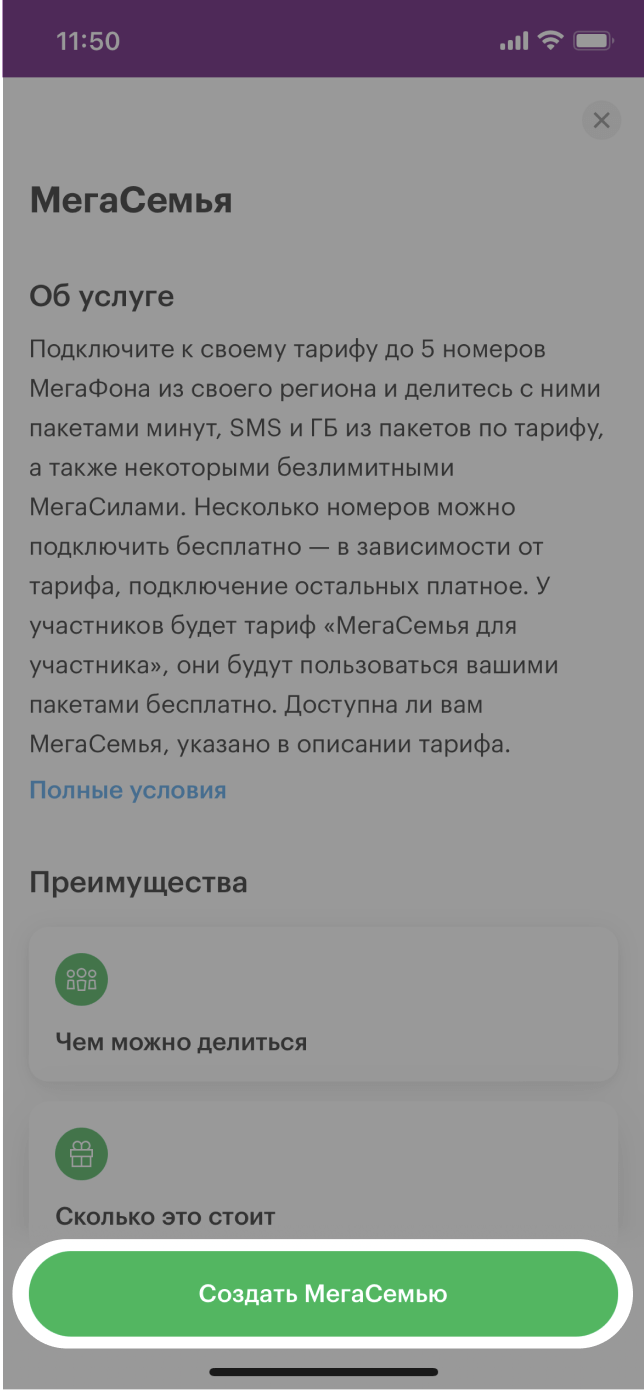 МегаСемья услуга от МегаФона: описание, условия подключения Свердловская  область